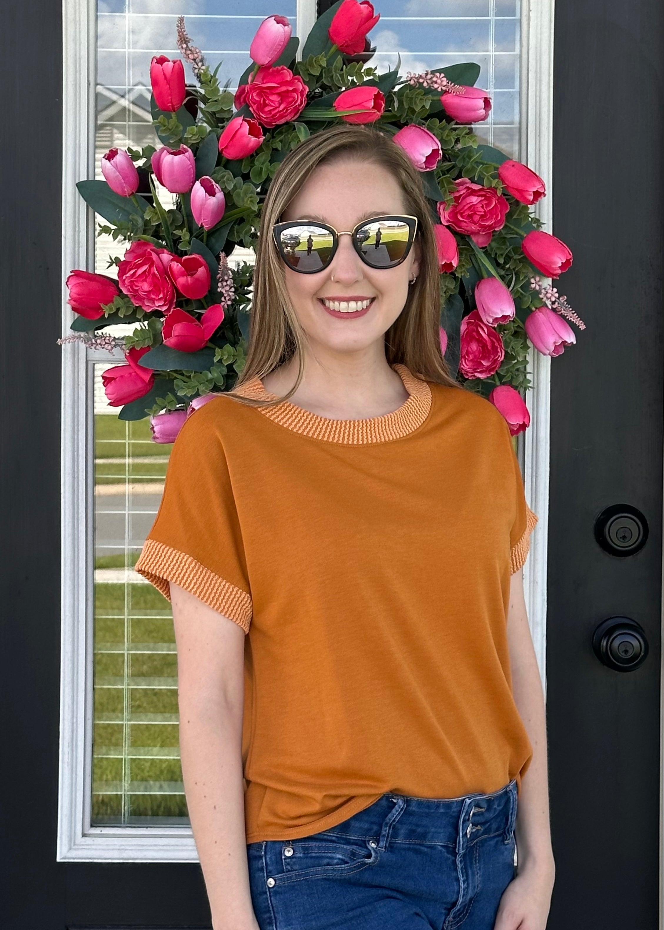 Simply Chic Ribbed Trim Top
