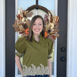 Lace It Up Olive Blouse