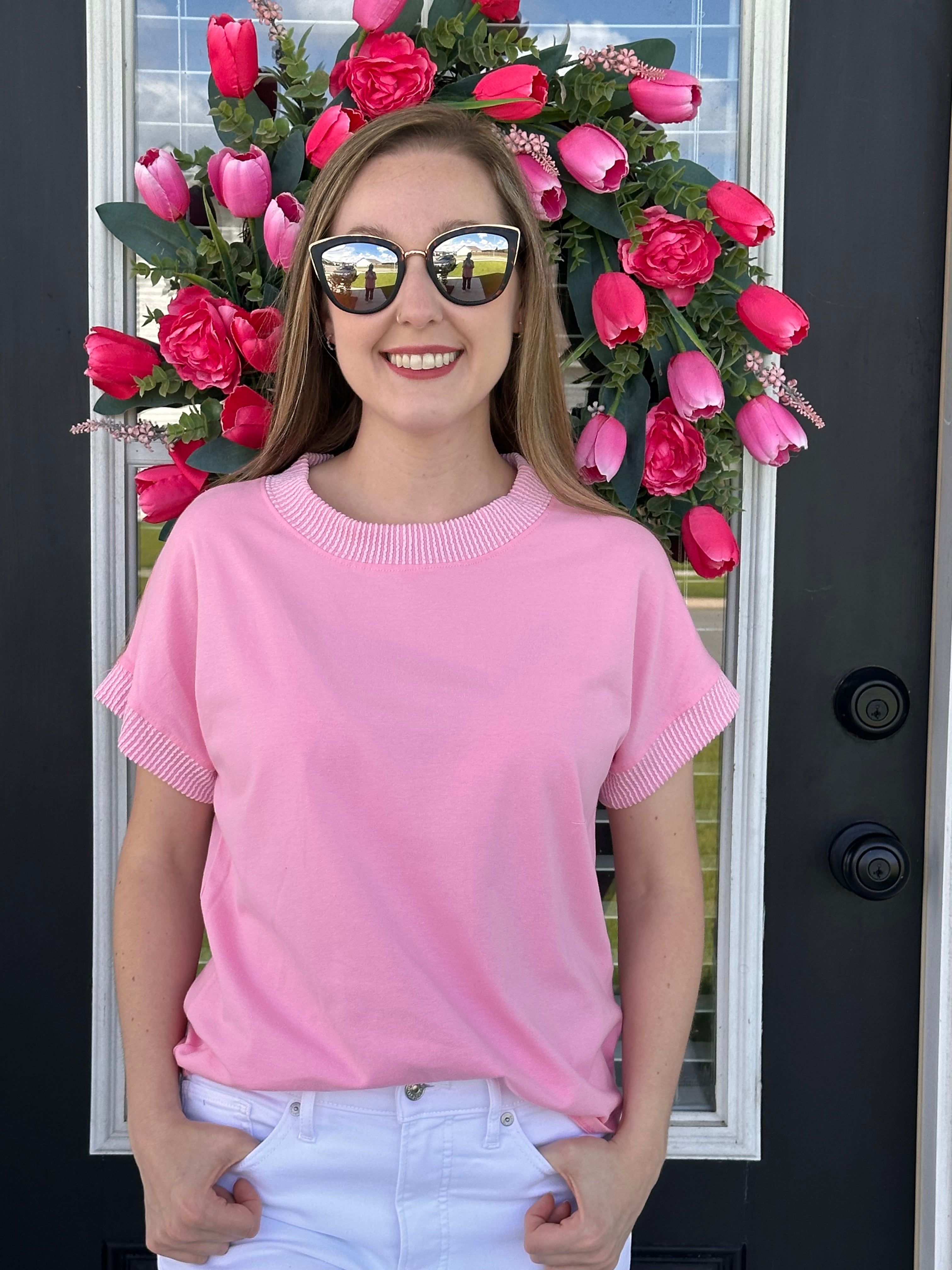 Simply Chic Ribbed Trim Top