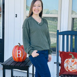 Autumn Luxe Ribbed V-Neck Top