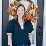 The Edge Trim V-Neck Blouse