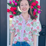 Savannah Bloom Ruffle Blouse