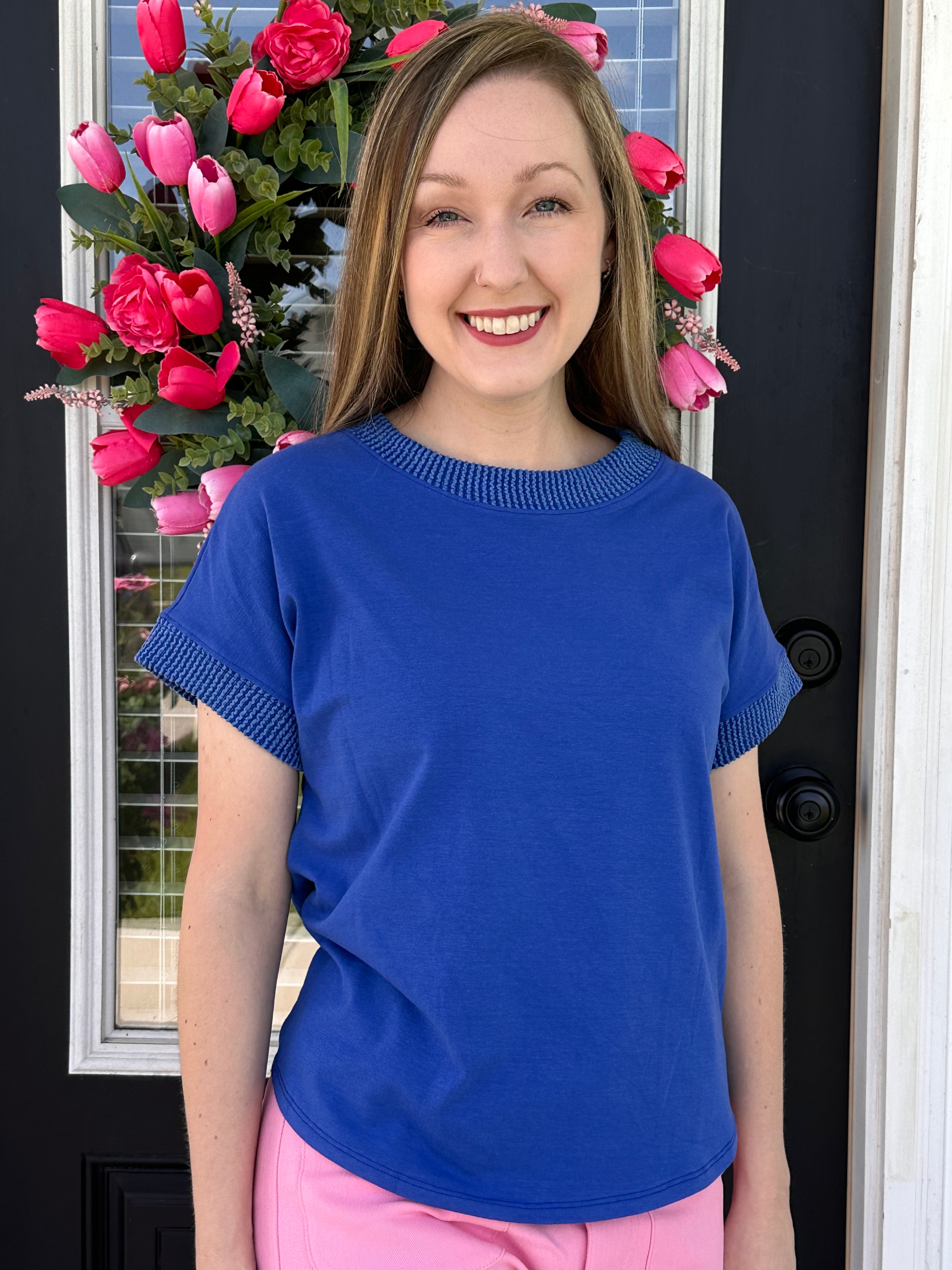 Simply Chic Ribbed Trim Top