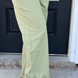 Willow Breeze Cropped Jeans - Sage Green and Dusty Pink