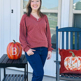 Autumn Luxe Ribbed V-Neck Top