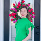 Emerald Garden Ruffle Sweater Top