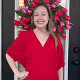 Red Ember V-Neck Blouse