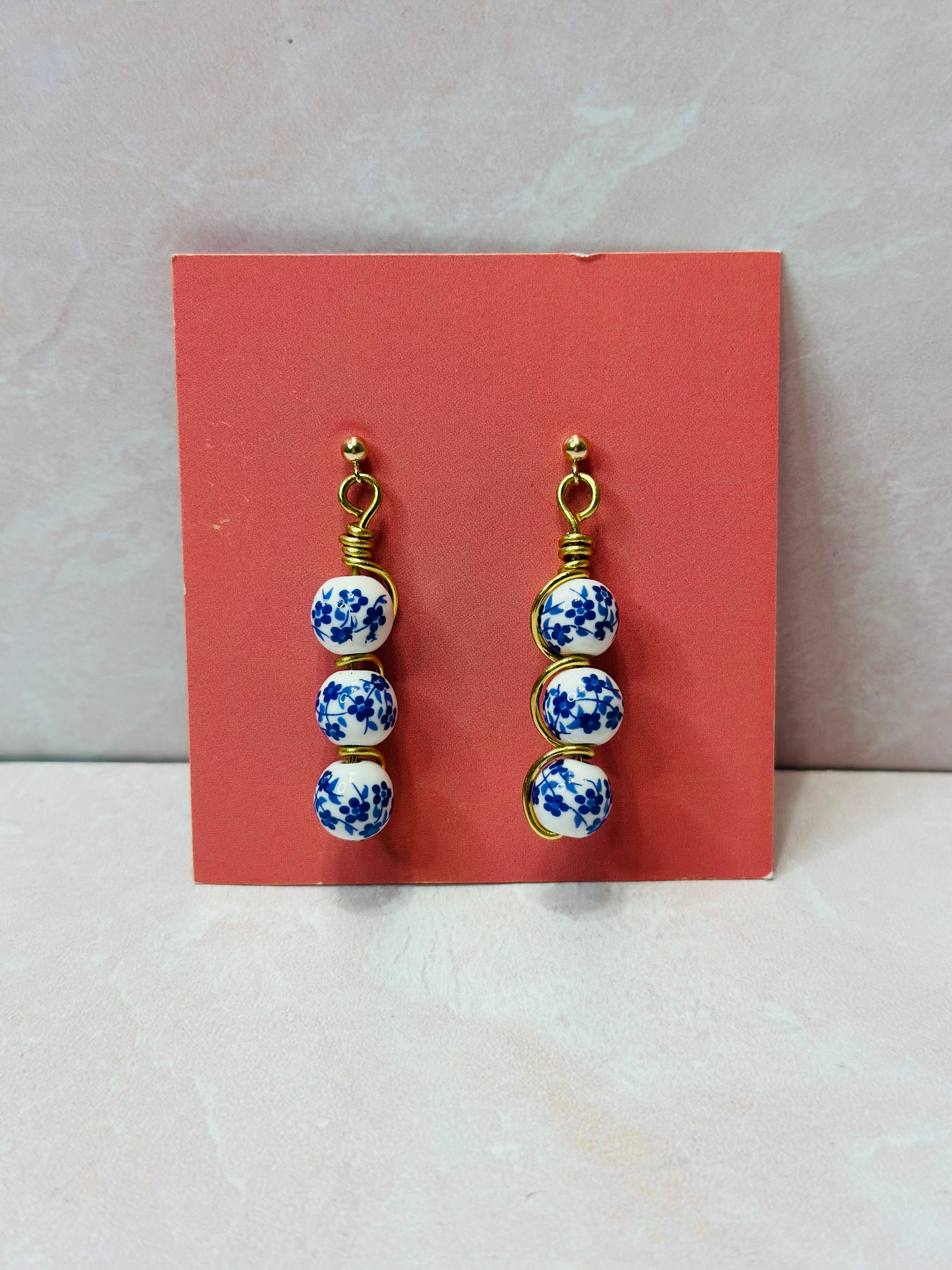 Blue Blossom Wire Wrapped Earrings by Britt and Belle Boutique