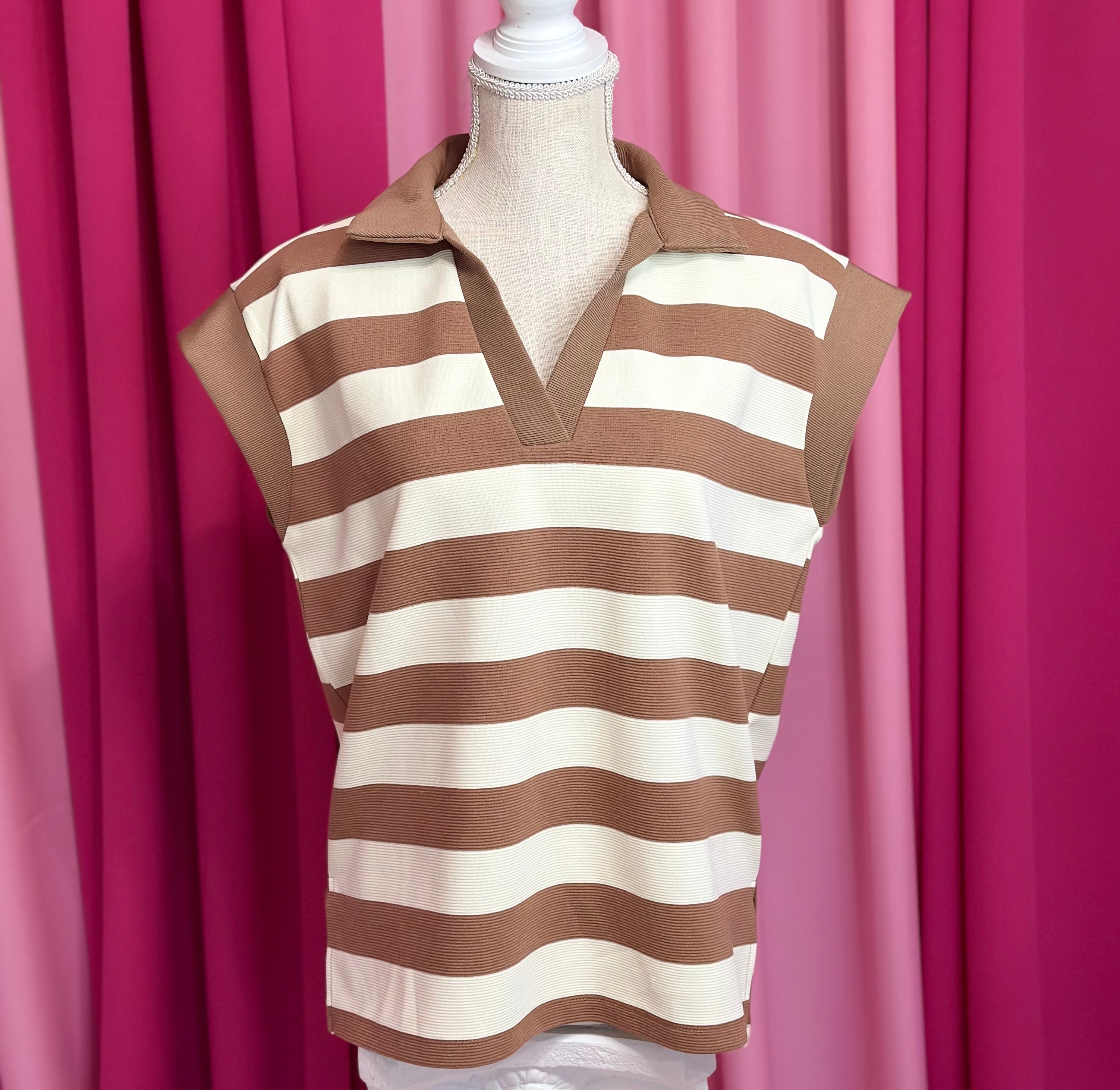 Brown Striped Top by Britt and Belle Boutique