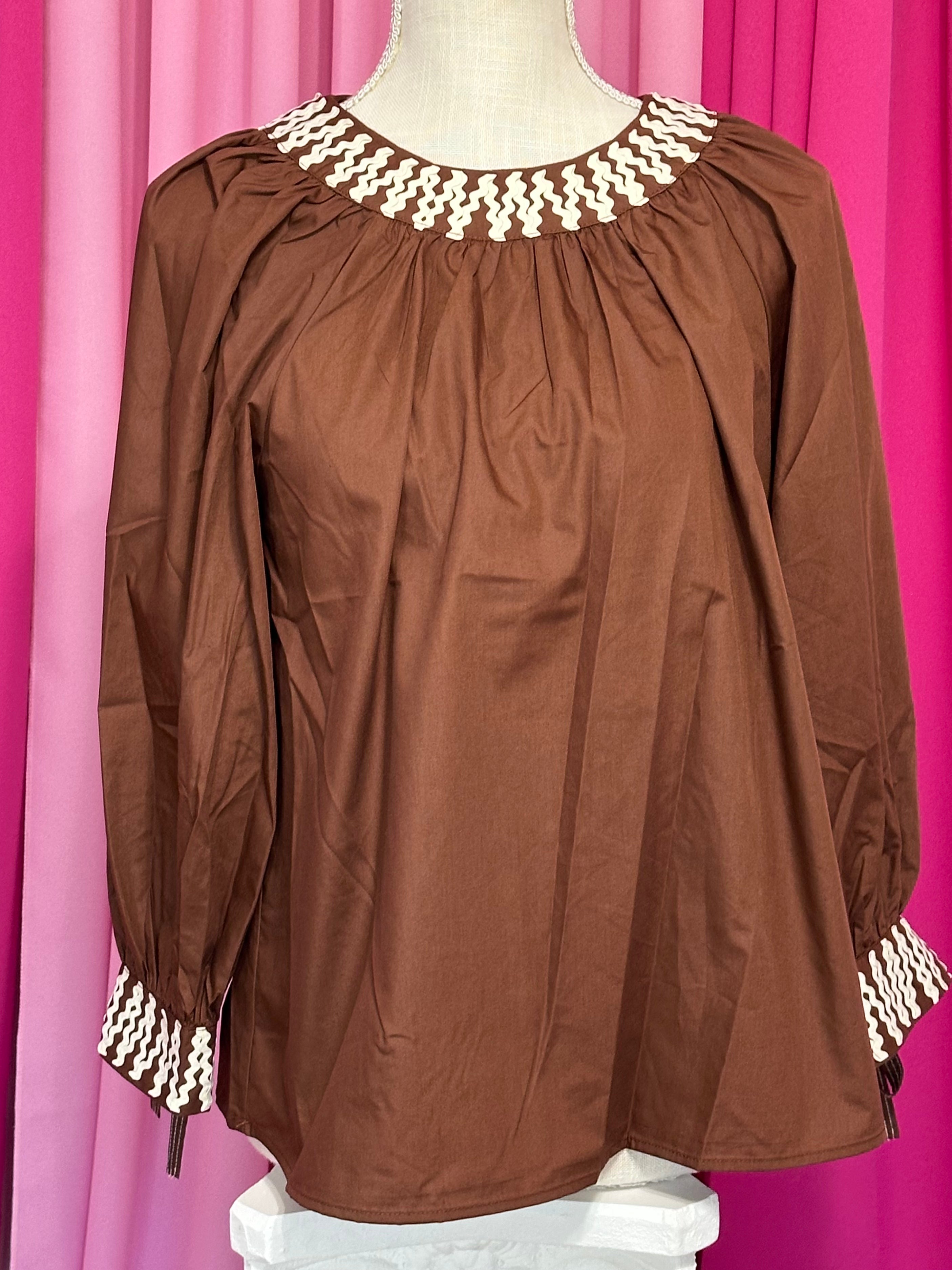 Brown Blouse by Britt and Belle Boutique