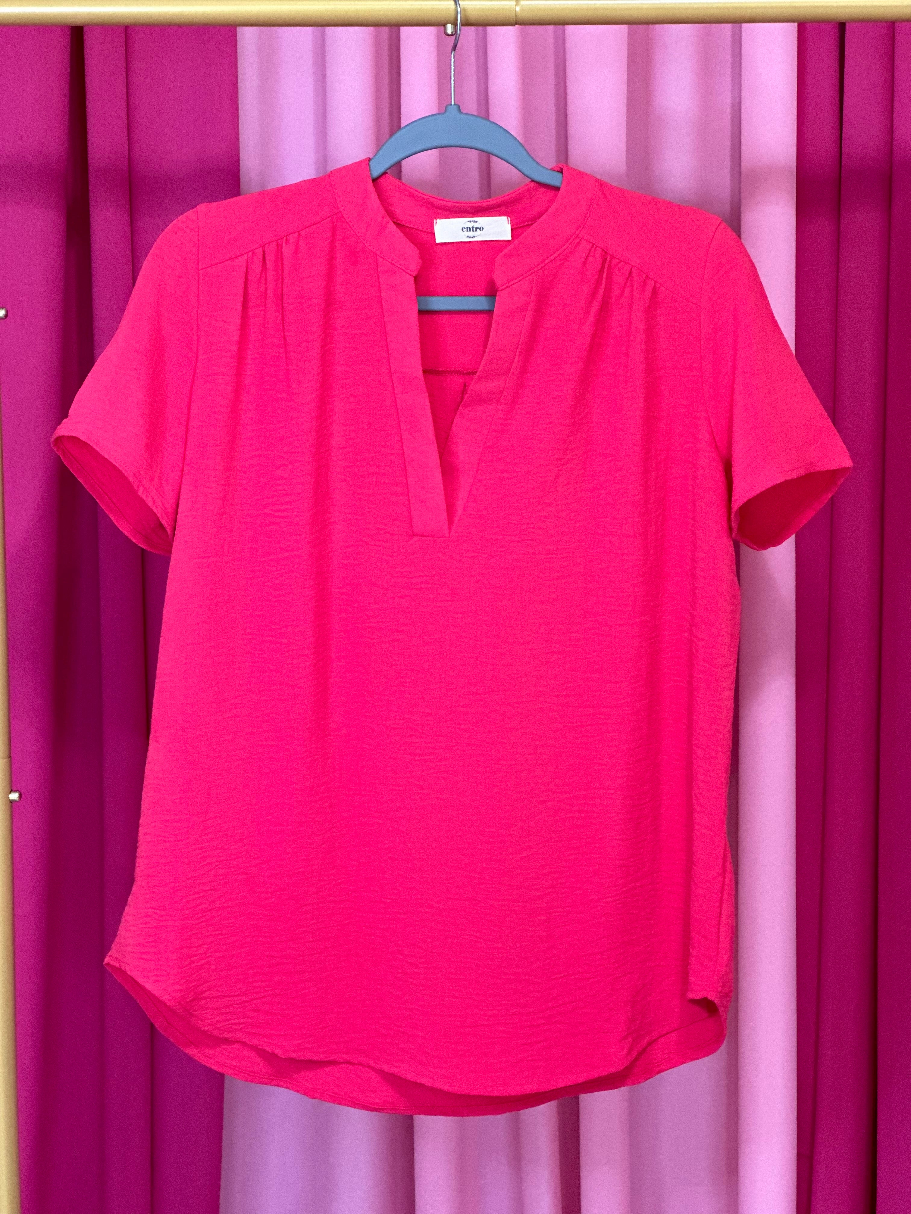 Punch Colored Short Sleeve V-Neck Top BY BRITT AND BELLE BOUTIQUE