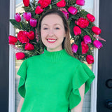 Emerald Garden Ruffle Sweater Top