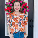 Garden Party Puff-Sleeve Blouse