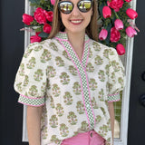Olive Blossom Flutter Blouse