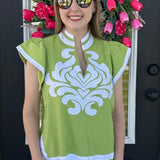 Palm Grove Contrast Blouse