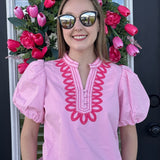 Blushing Belle Embroidered Blouse