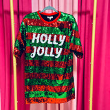 Holly Jolly red and green sequin dress