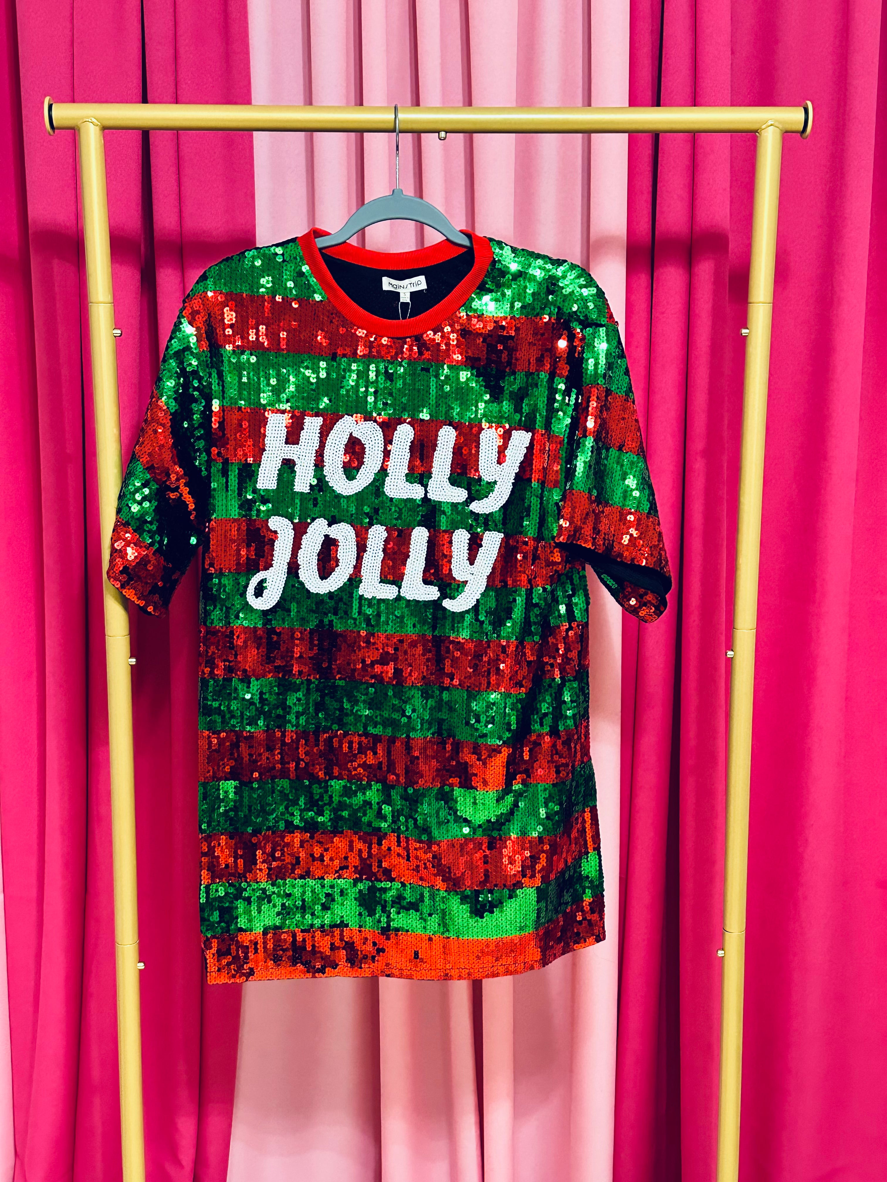 Holly Jolly red and green sequin dress
