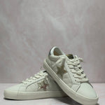 Vintage Havana Flair White Quilted Gold Star Sneakers