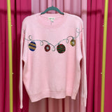 pink sequin ornaments sweater