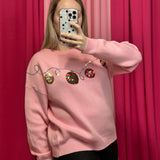 pink sequin ornaments sweater