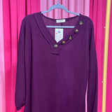 plum waffle top with buttons