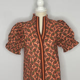Mosaic Charm Ruffle Blouse