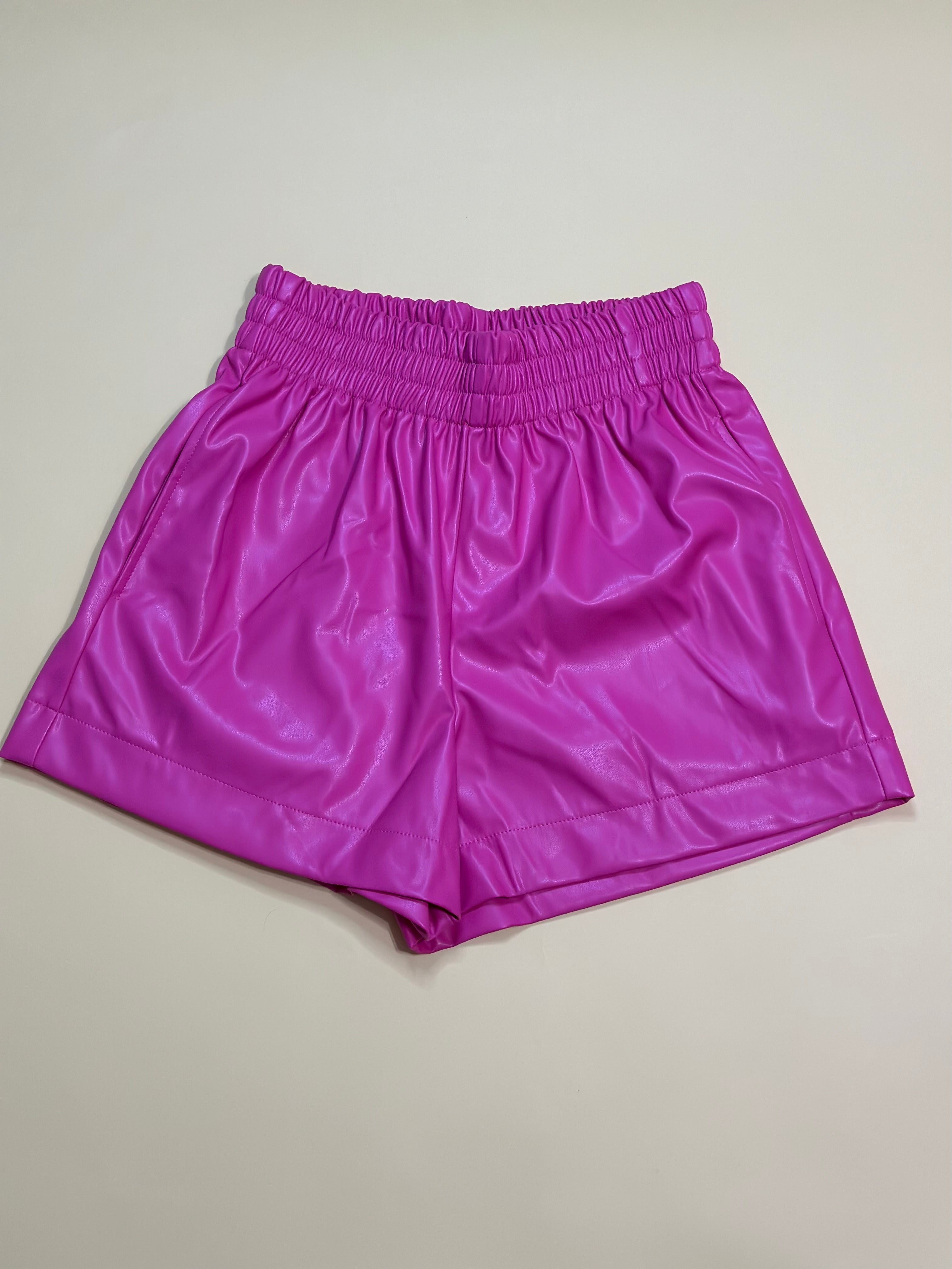 HOT PINK LEATHER SHORTS BY BRITT AND BELLE BOUTIQUE