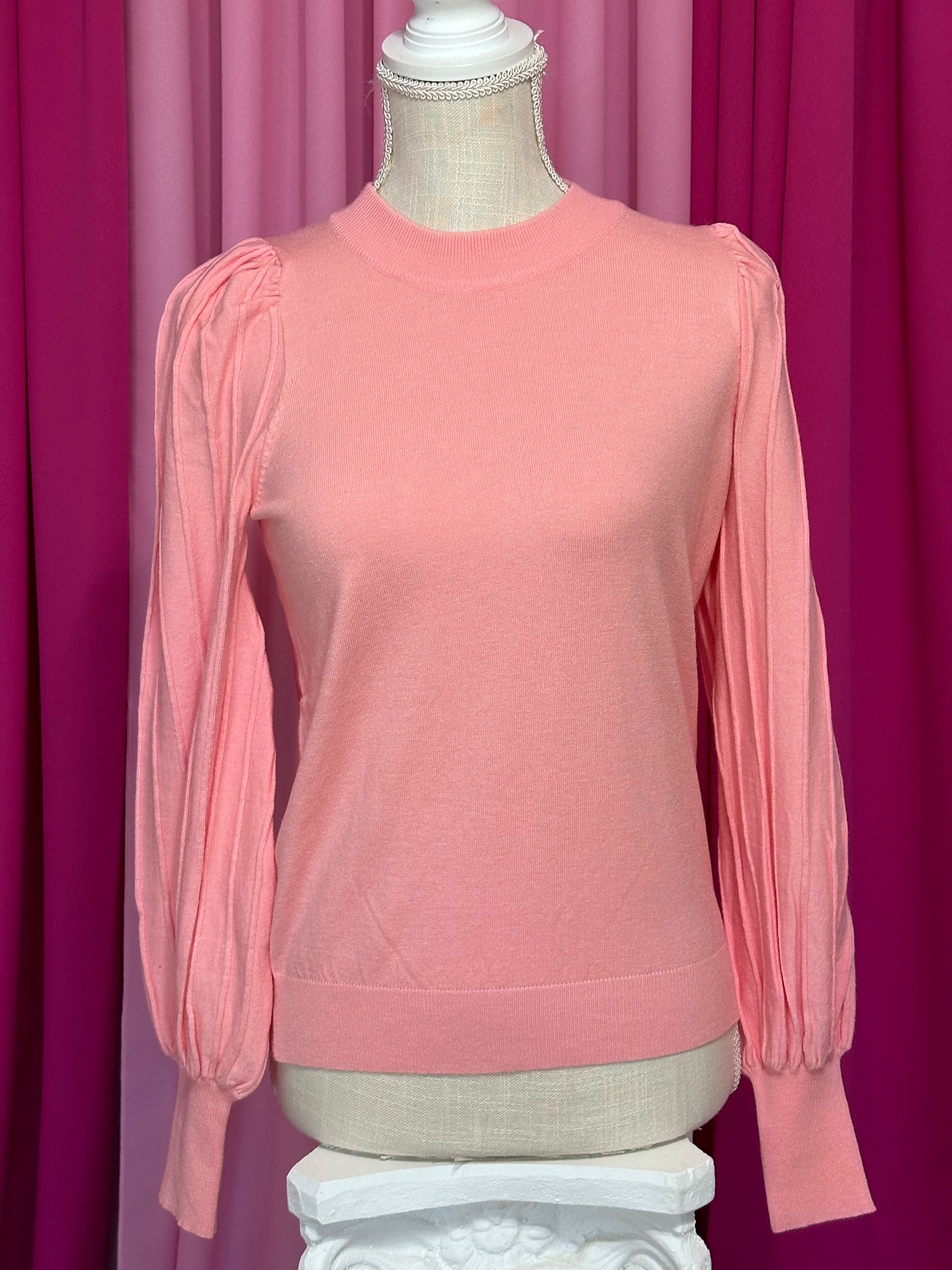 Pink Sweater with Pleated Sleeves by Britt and Belle Boutique