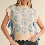 Floral Scallop Sweater Vest