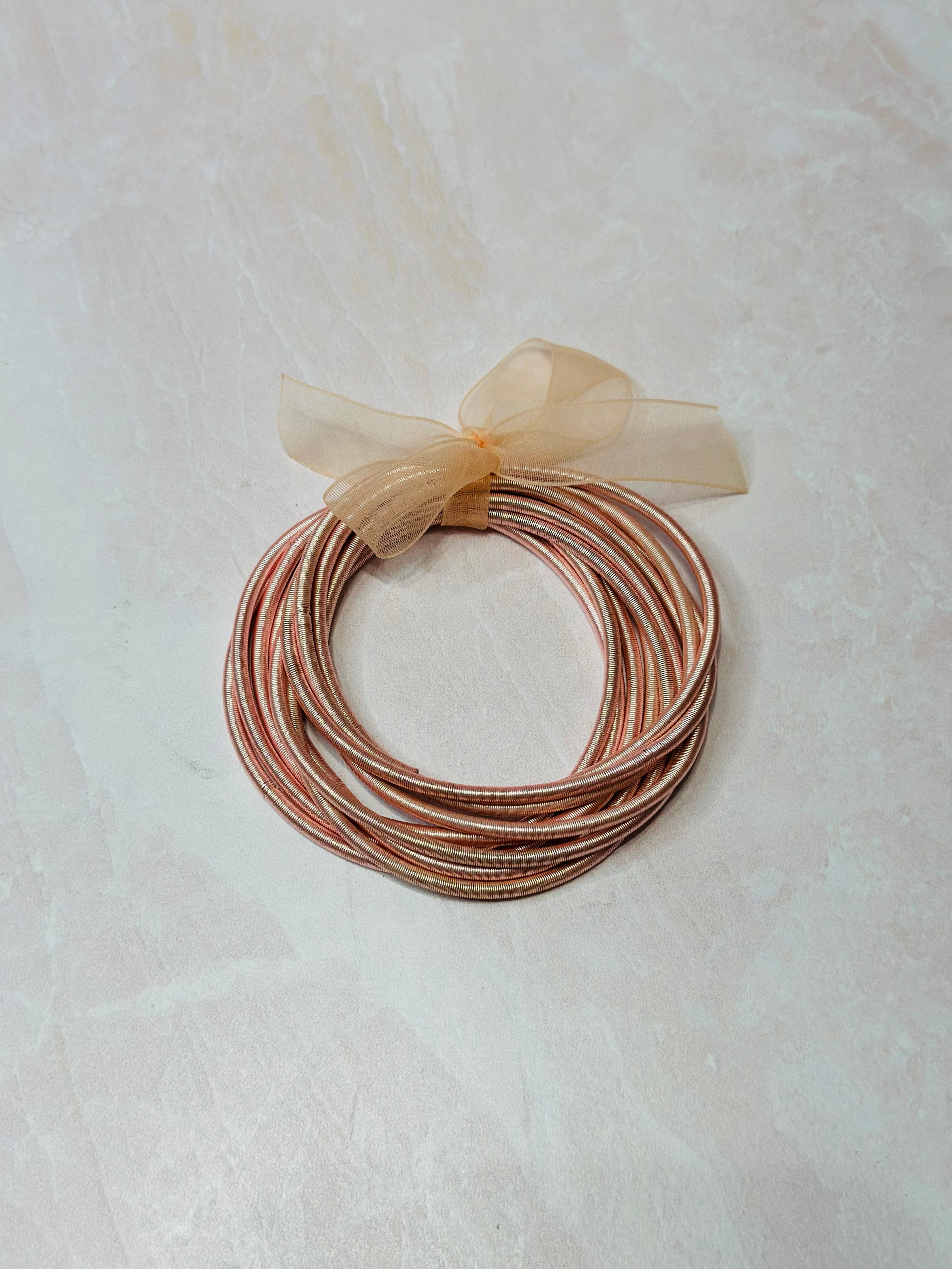 Thick Pink 10 Piece Guitar String Bracelets Set by Britt and Belle Boutique