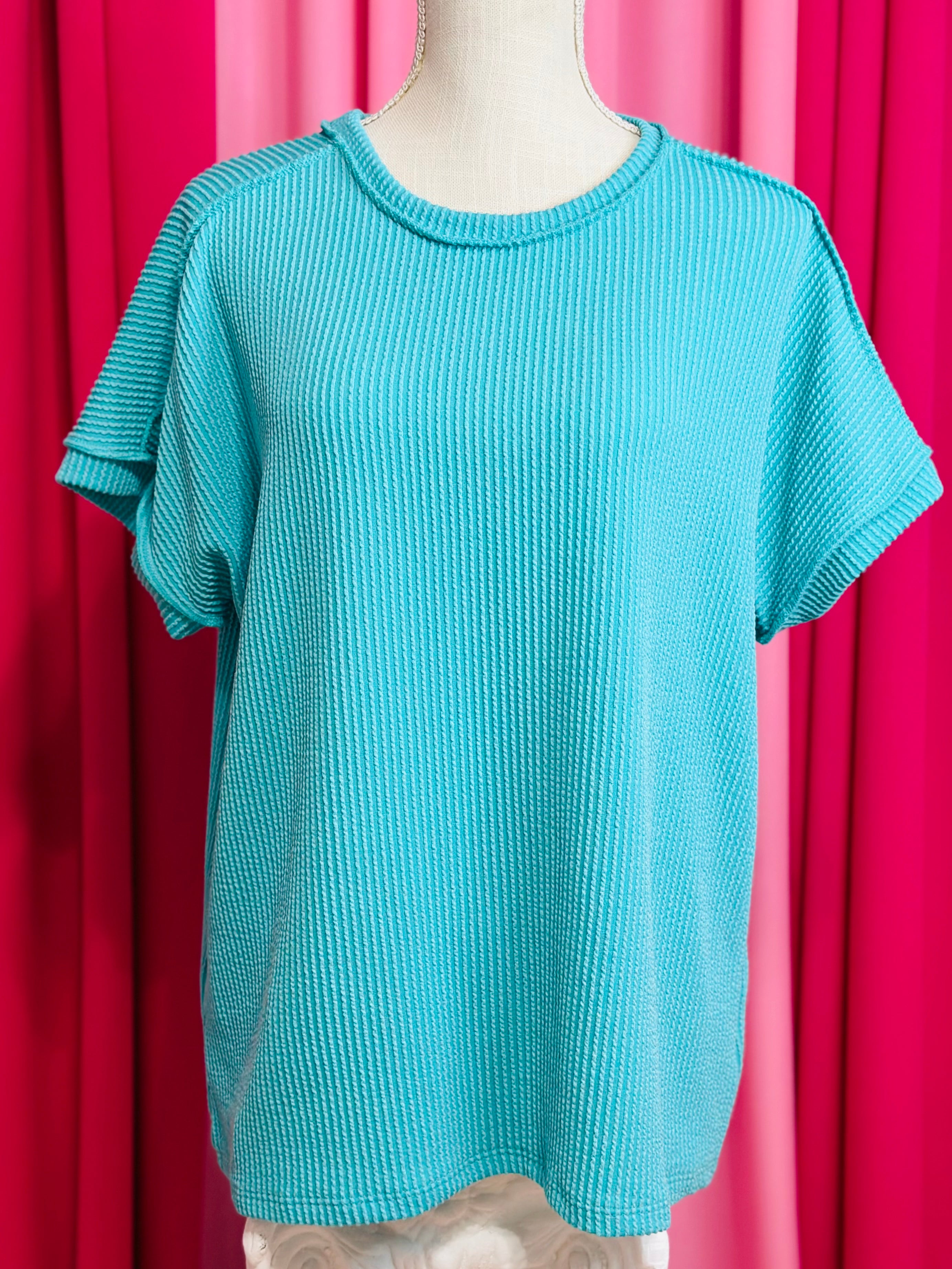 Turquoise Ribbed Top by Britt and Belle Boutique