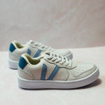 White and Blue Sneakers by Britt and Belle Boutique