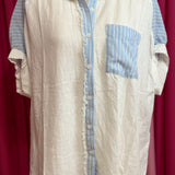 WHITE TOP WITH BLUE POCKET BY BRITT AND BELLE BOUTIQUE