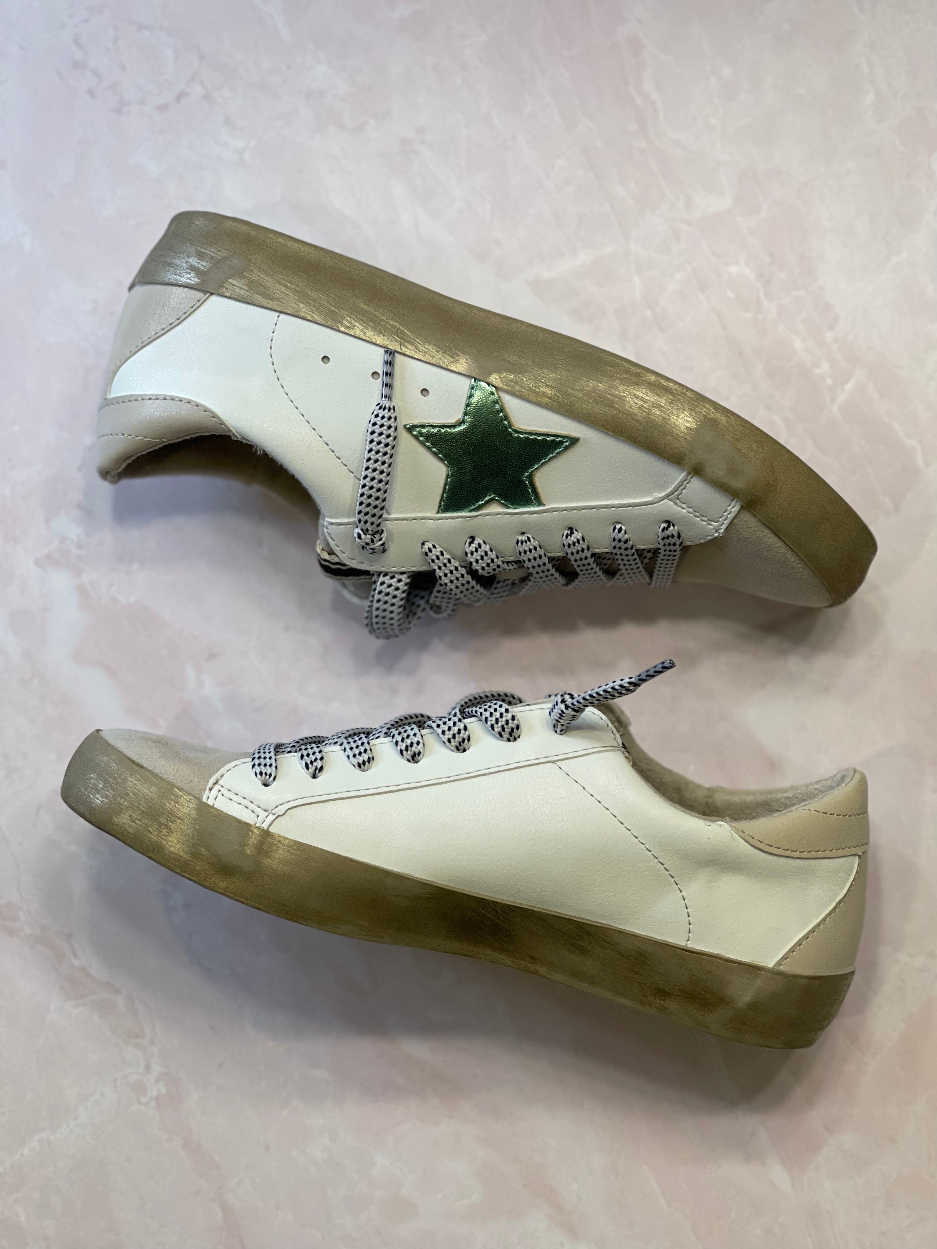 Shushop Paula Sneakers; green sneakers; star sneakers; shushop