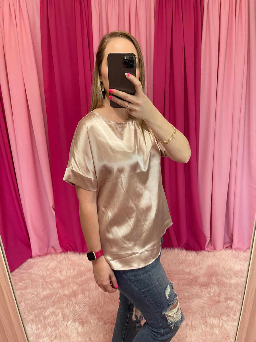 champagne satin top
