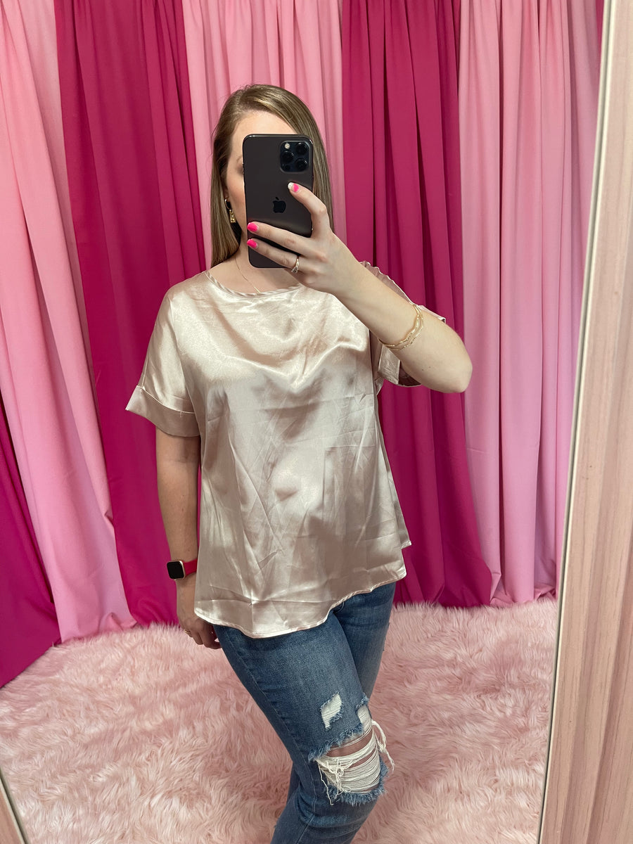 champagne satin top