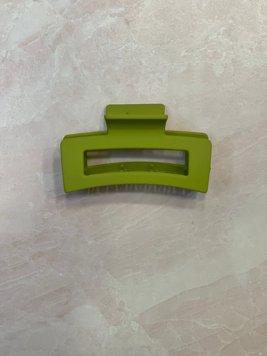 green claw clip; green hair clip