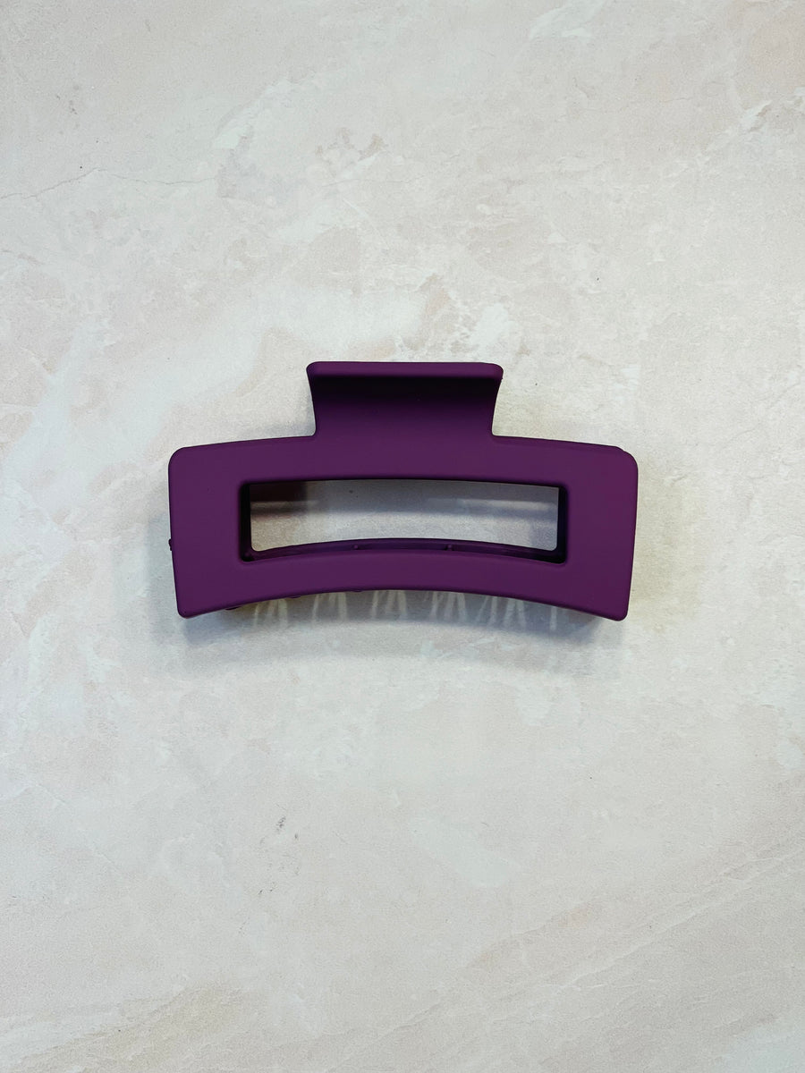 purple hair clip; purple claw clip
