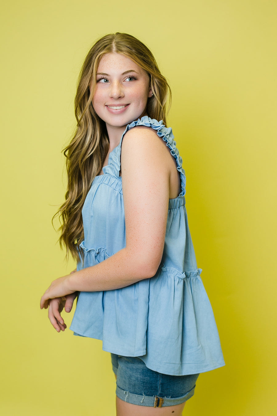 Britt and Belle Boutique Light Blue Sleeveless Blouse