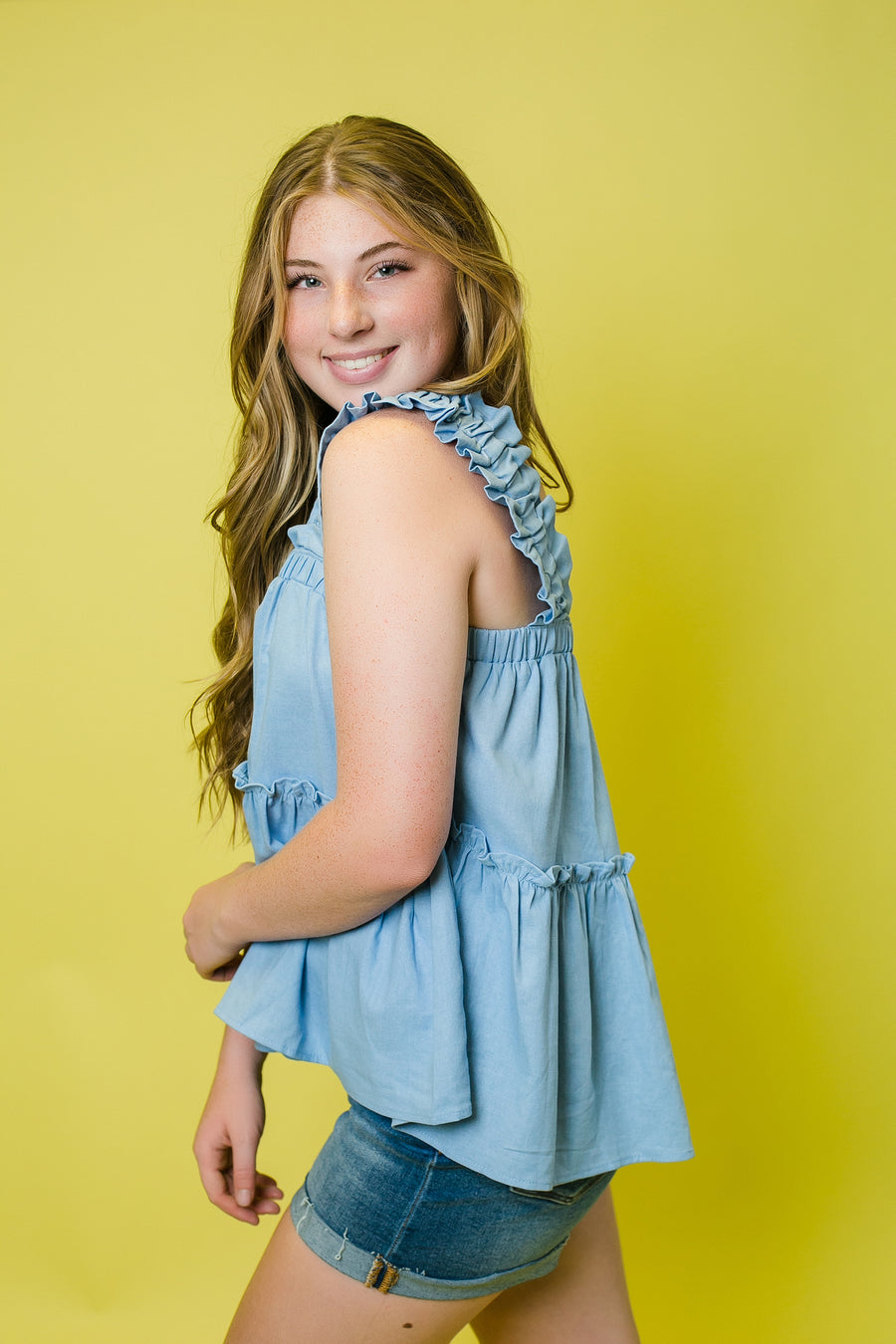 Britt and Belle Boutique Light Blue Sleeveless Blouse