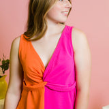 Britt and Belle Boutique Orange and Pink Sleeveless Blouse